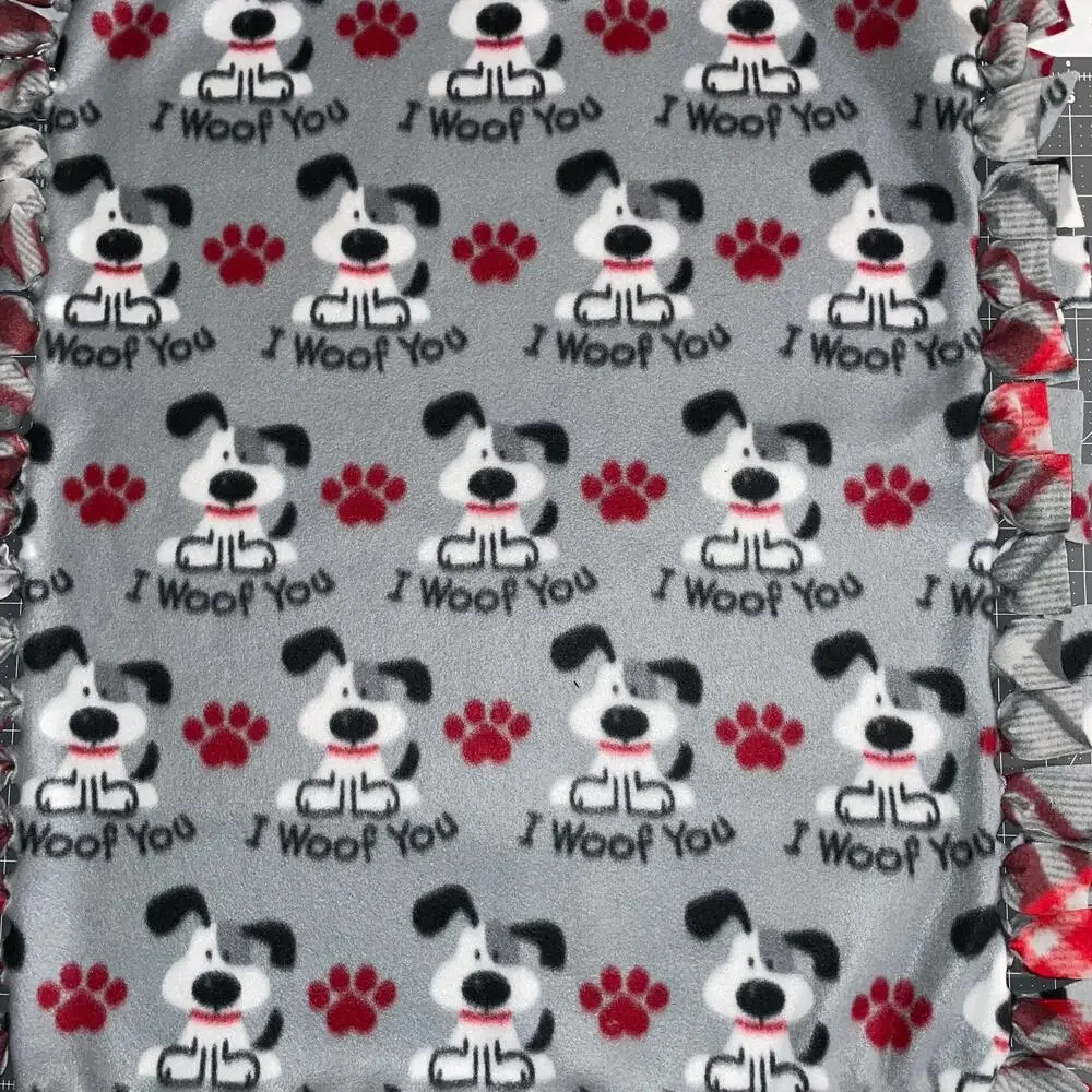 I Woof You Fleece Fringe Pet Blanket / Lap Blanket, 28